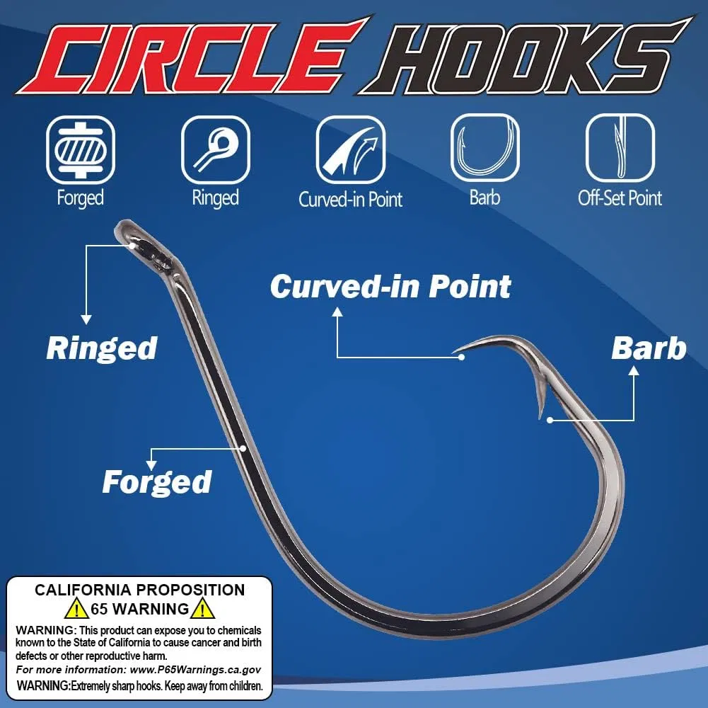 Fishing Ssw up Eye Circle Hook Live Bait Hook Black Nickel Sharp Offset Wide Gap Surf Fishing Catfish Bass Carp Bluegill Tuna Saltwater 1/0-10/0