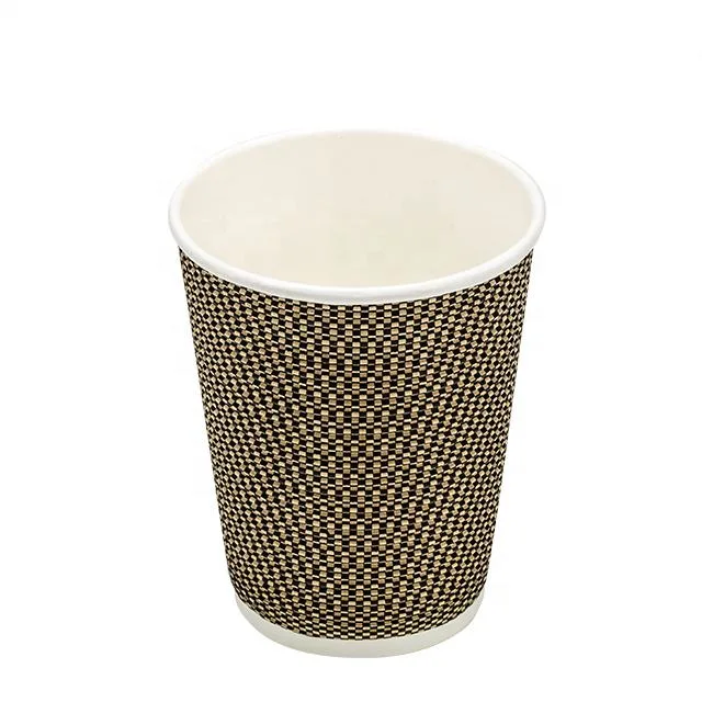 Paper Cups 8oz Reusable PS Lid Juice Ceramic Beer Disposable Ripple Paper Coffee Mugs with Lid