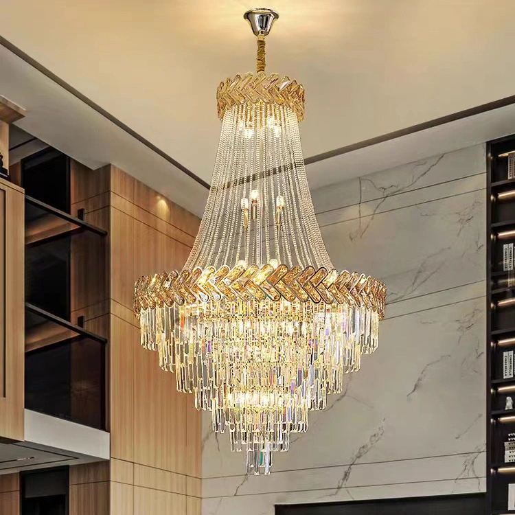 Interior Nordic Hotel Lobby Luxury Modern Glass Crystal Chandelier Pendant Light