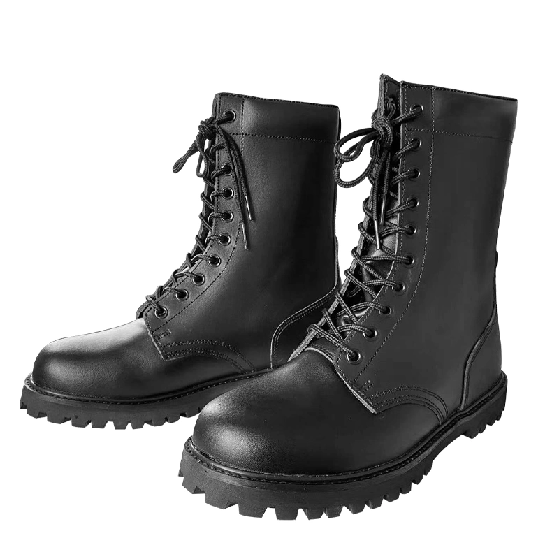 Botas de combate de cuero duraderas y antideslizantes para operaciones militares y tácticas.