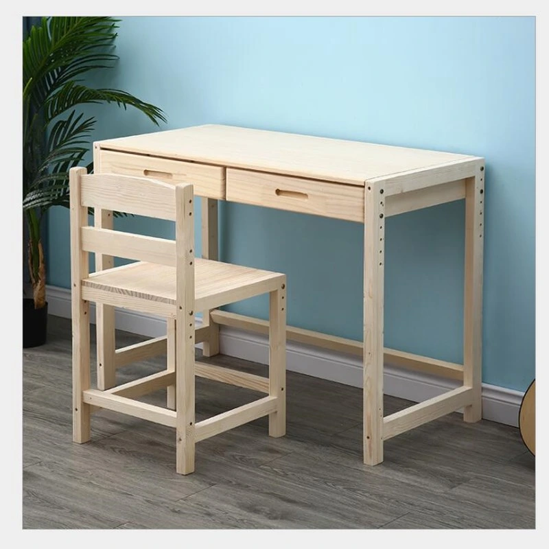 Solid Wood Lifting Study Table Children&prime; S Desk Pine Student Desks and Chairs Computer Desk Writing Desk