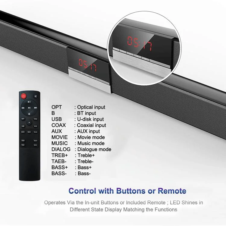 Mipboard Bluetooth Version 5.0+EDR تلفزيون لاسلكي عالي الجودة SR100 Soundbar نظام المسرح المنزلي صوت القناة 2.0 صوت محيطي لاسلكي ثلاثي الأبعاد السماعة الشريطية