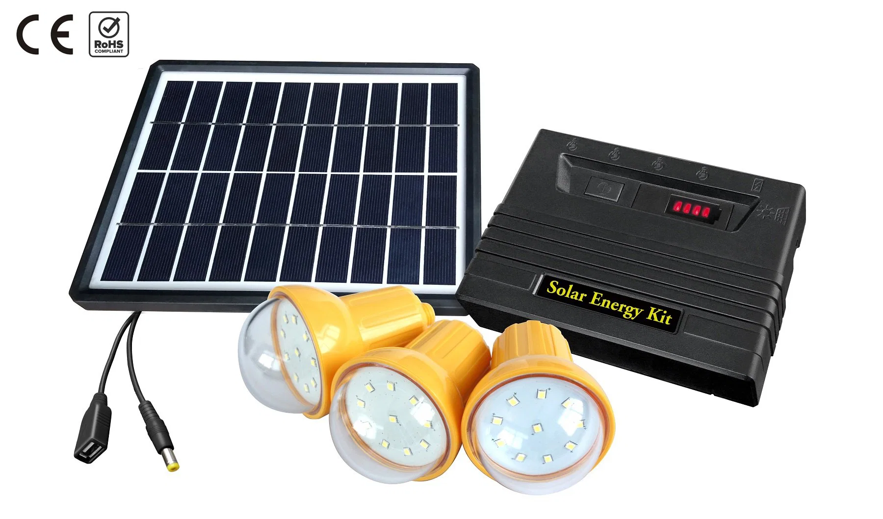 5W/10W Solar Panel Kits with 3 PC Bulbs and Mobile Charger for Household Lighting in off-Grid Area