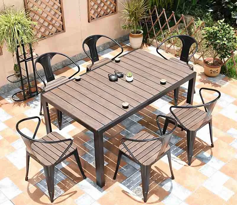 Jeu de loisirs confortable mobilier extérieur Dos haut Patio Jardin à manger en plein air en osier en rotin Table Chaise