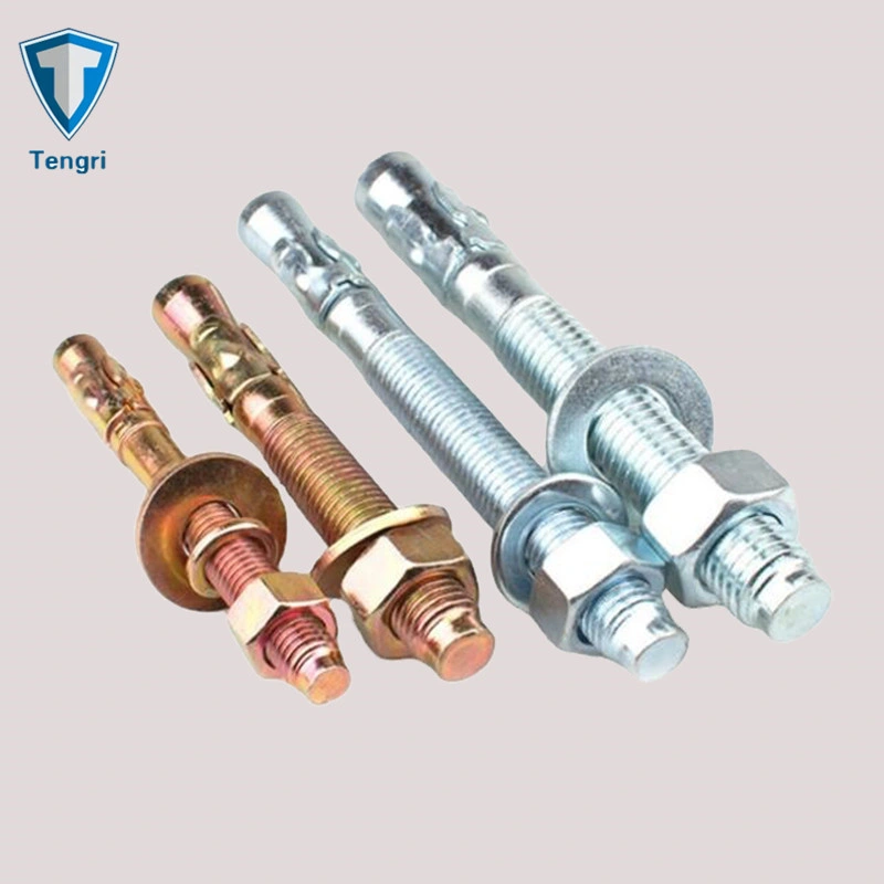 DIN ANSI Standard Yellow Zinc Plated Blue White Zinc Plated Wedge Anchor Bolt for for Concrete Wall