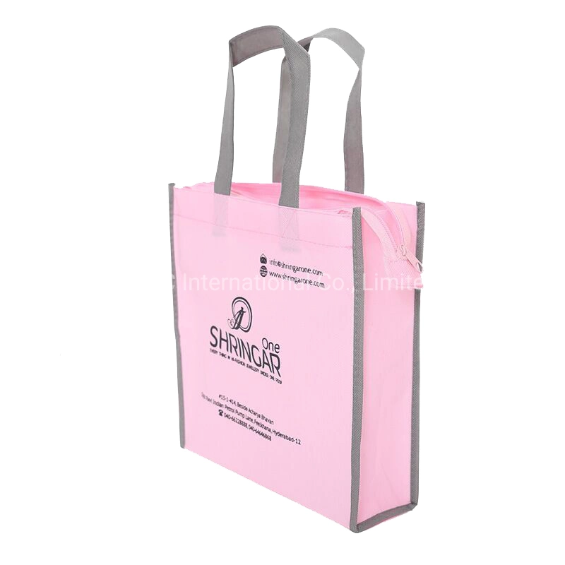 Recycled PP Nonwoven Non-Woven Non Woven Plastic Zipper Button Velcro as Hasp for Closing Recycable Printed Carry Shopping Bag with Strengthen Handles