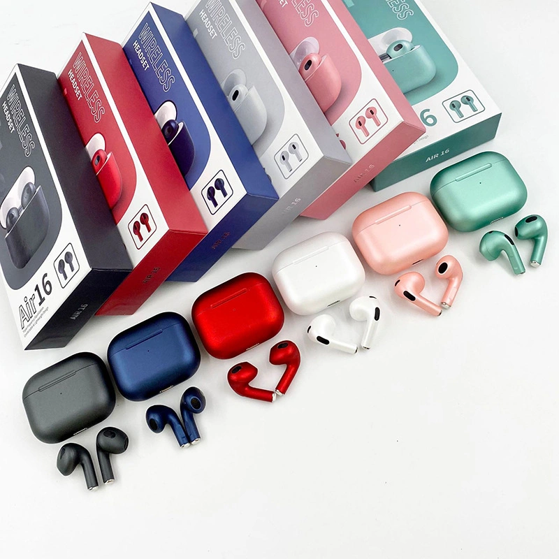 L'air16 Combiné sans fil Écouteurs Casque Casque jeu macaron TWS 16 d'air pour iPhone