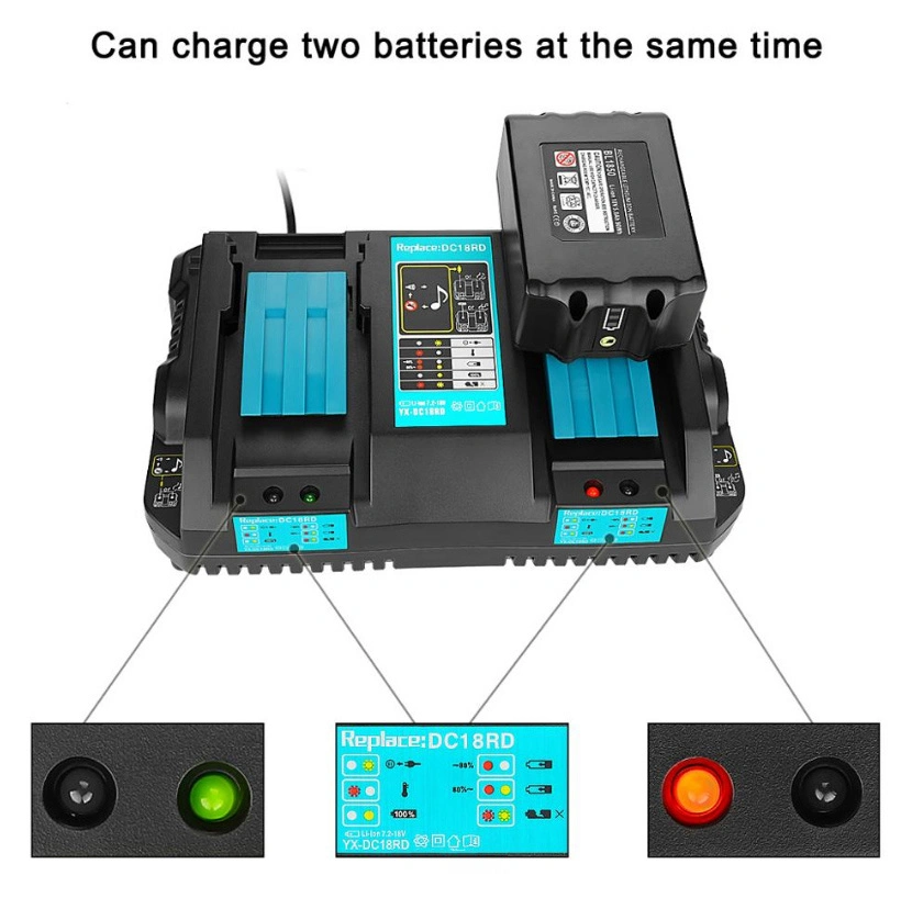 DC18rd 18V au lithium-ion rapide à double port Meilleur chargeur universel de haute qualité au connecteur pour Makita