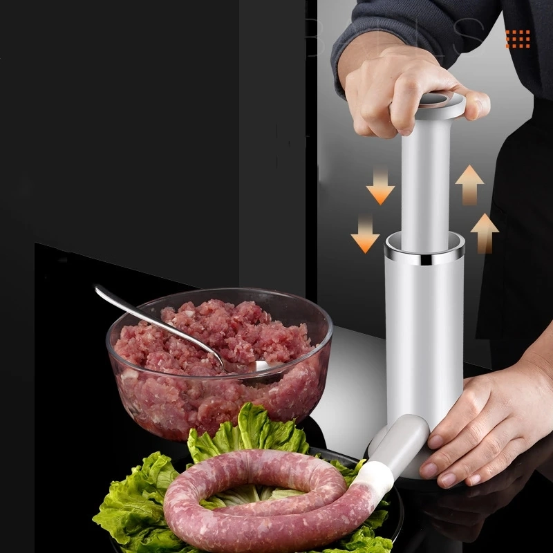 Máquina de enchimento de enchedor de salsicha com logotipo personalizado ferramenta de máquina de criação de Meatball plástico Processadores de comida Manual Ferramentas de cozinha em casa Máquina de fazer salsicha