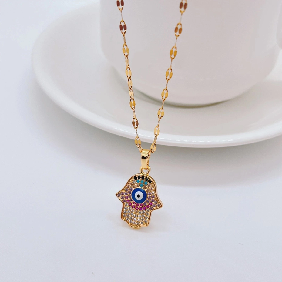 18K Gold Devil's Eye Diamond Pendant Necklace