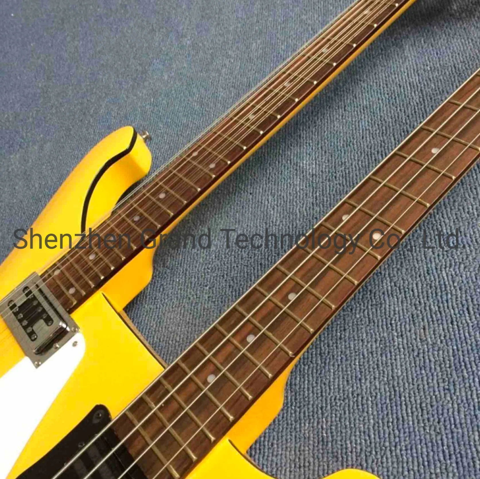 Loja personalizada 4080 Bocal Duplo Geddy Lee amarelo 4 Cordas Bass 612 Opção Strings Guitar