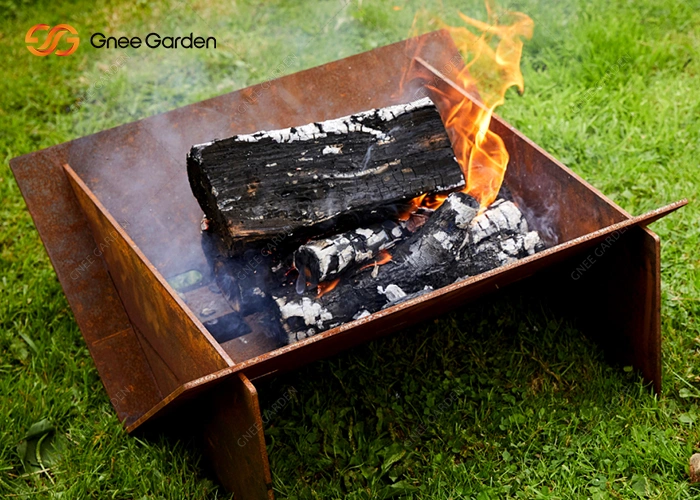 Barbacoa personalizada Corten plegable Acero Rusty al aire libre fogata