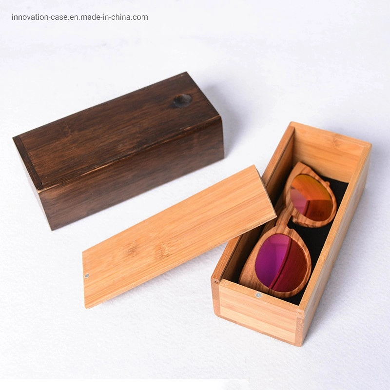 Custom Logo, Polarized Bamboo Glasses Case; Personalized Retro Wooden Round Sunglass Case