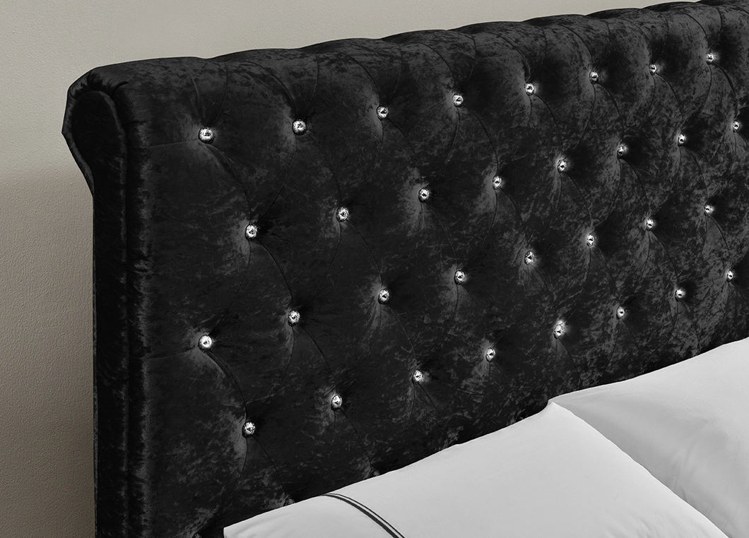 Скоро будет Мебель 1201 стильный Chesterfield Sleigh Design Мягкий король Двуспальная кровать из измельченного бархата