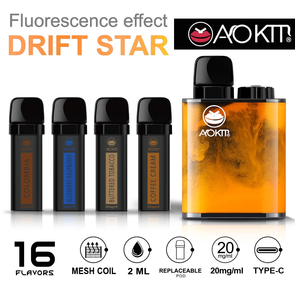 Aokit Drift Star Device Pod Made in China Original 0%/2% /5% Nic Oilable Electronic Cigarette Factory Wholesale Vape Pen