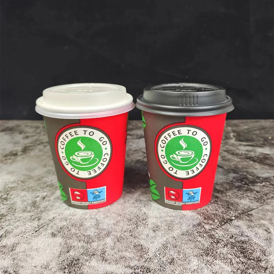 Printed Paper Coffee Cups Customized Print Logo Compostable Coffee Cups 8oz 12oz 14oz 16oz 22oz Paper Glass for Hot Drink