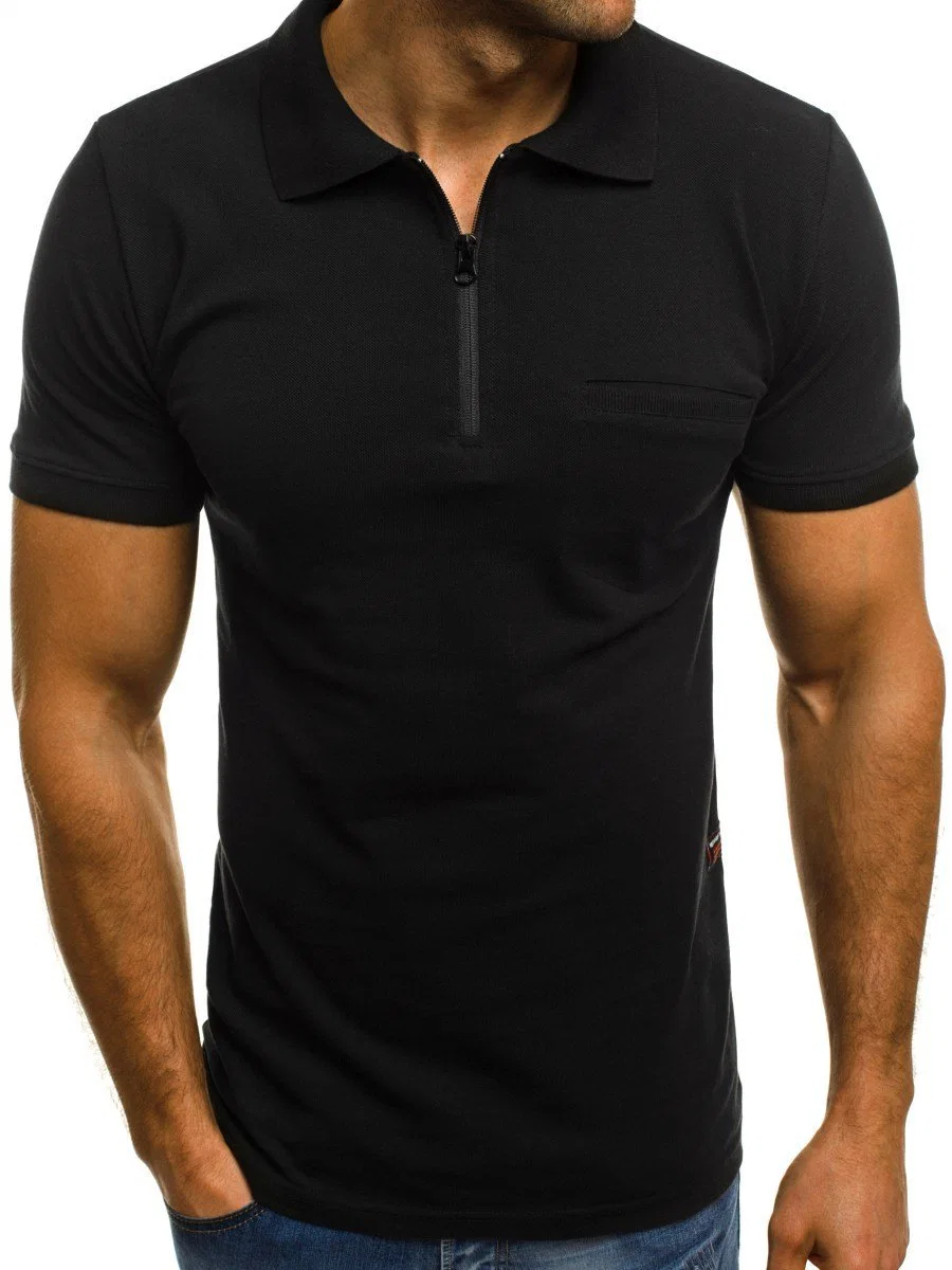 Venda por grosso homens Polo camisas de manga curta camisas polo de golfe no Verão de roupas da moda casual Zipper Polo tops