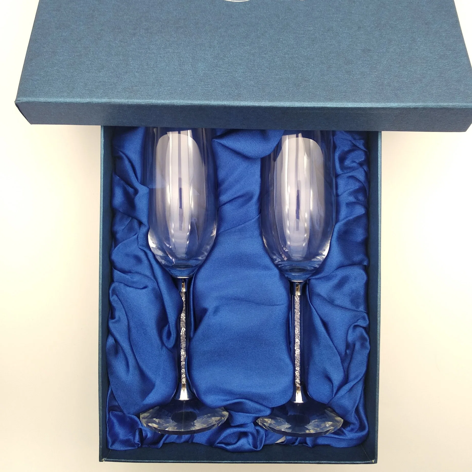 Conjunto de caixas de oferta de vidros Crystal Diamond Wine Glass Custom Logótipo Champagne flautas