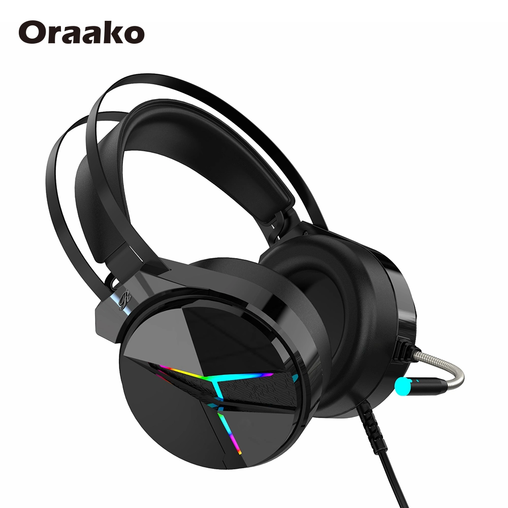 RGB Light USB Stereo Headset Computer Gaming Headset with Microphone