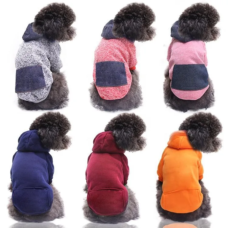 Multi-Color suave forro polar cálido Hoodie personalizado mascota perro blanco ropa