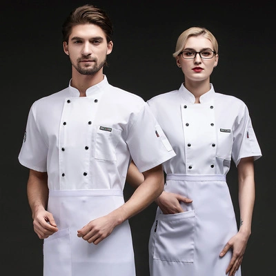 Camisa uniforme de chef blanca de doble pecho