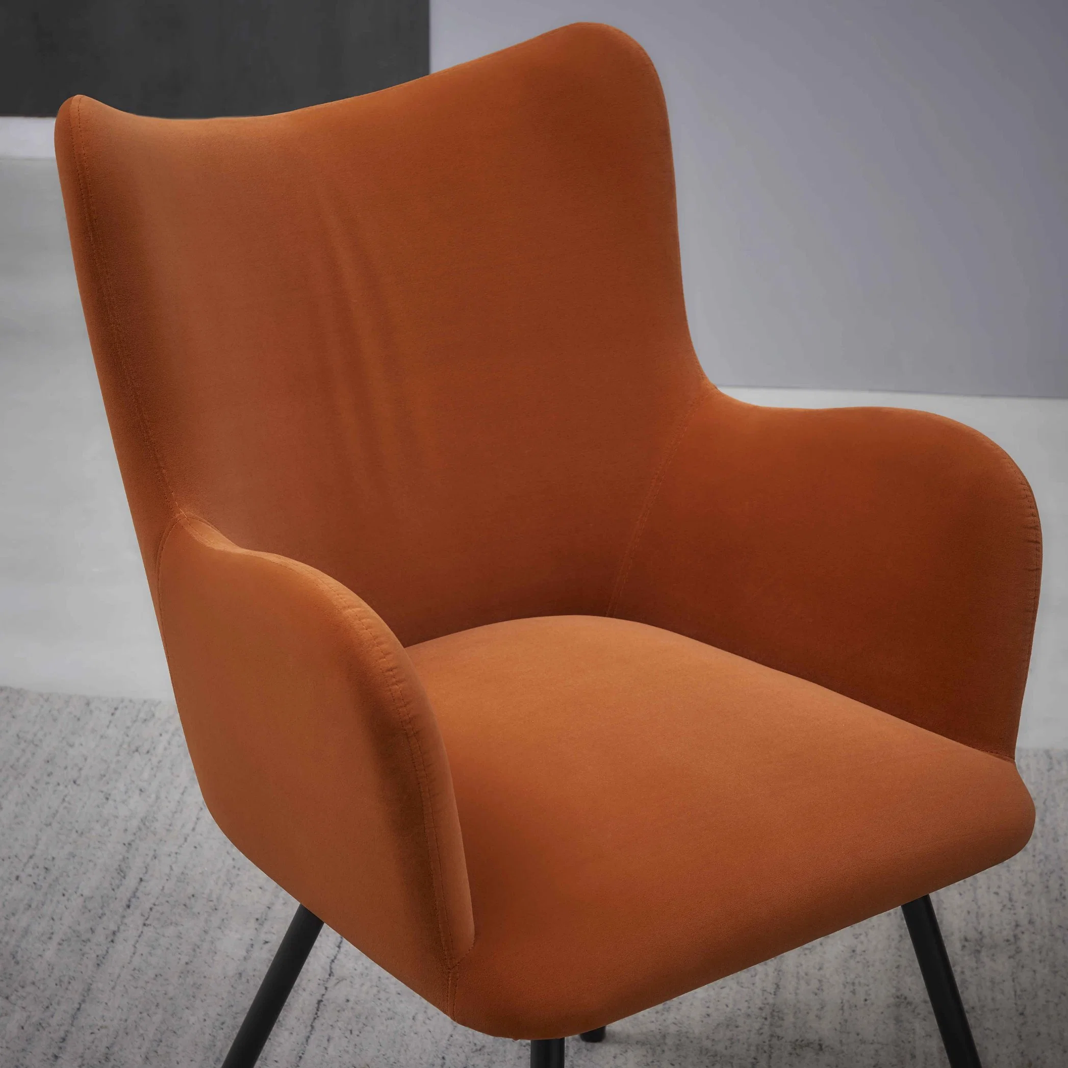 Factory Orange Dining Chair Powder Coating Metal Leisure Furniture