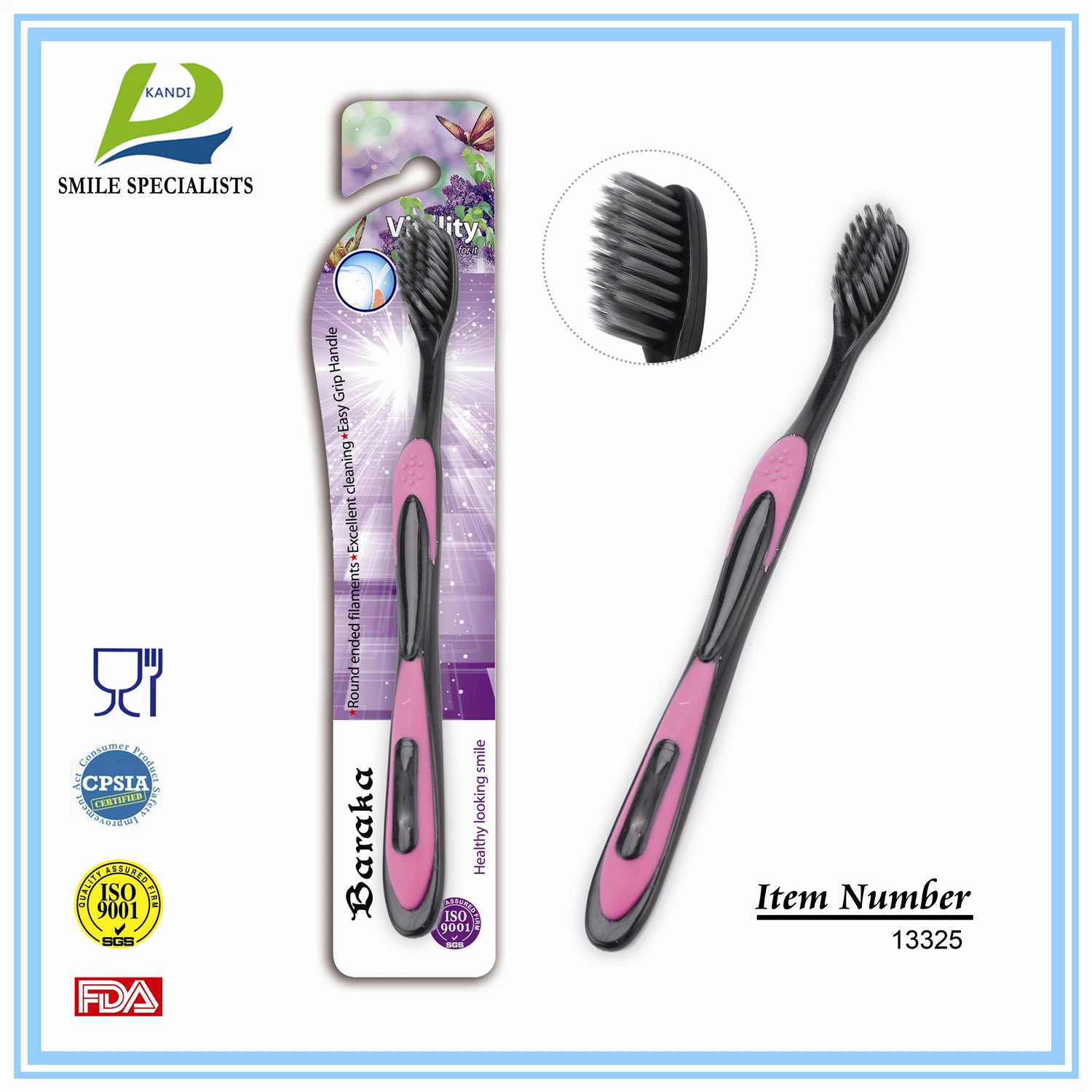 Personal Cleaning Adult Toothbrush with Bamboo Charcoal Bristle