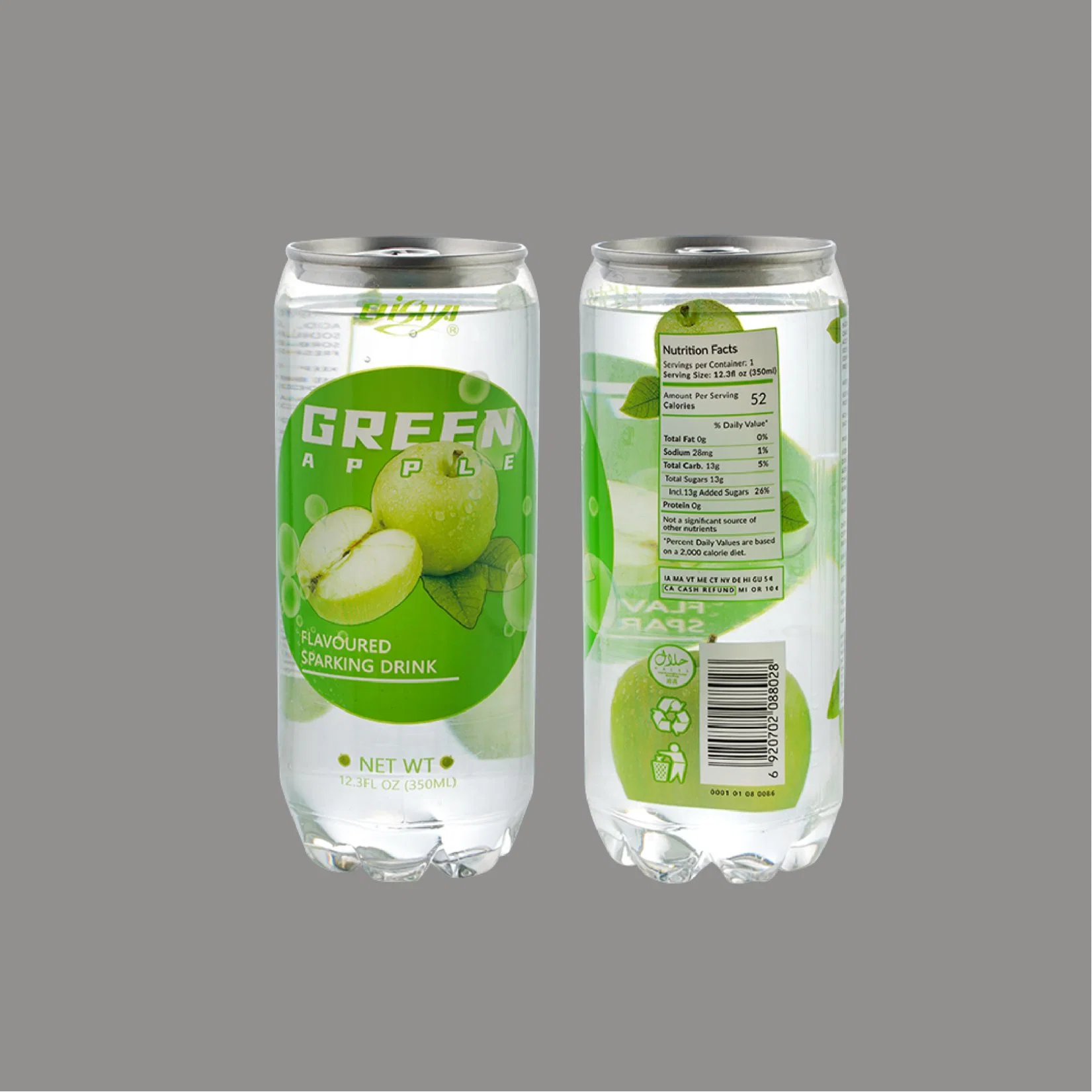 350ml lata de agua carbonatada con sabor de manzana - Personalizar Etiqueta