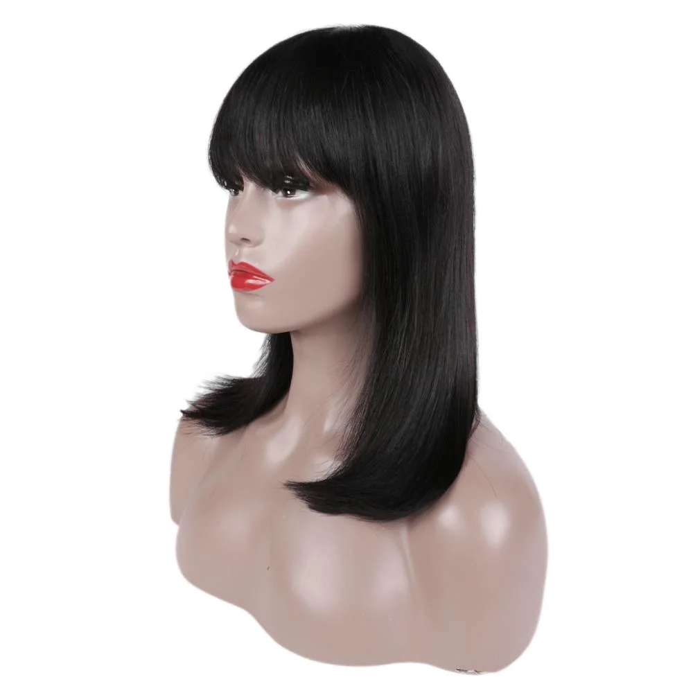 Custom Fringe Human Hair Wigs with Bang Indian Hair Lace Frontal Wigs Full Lace Wigs