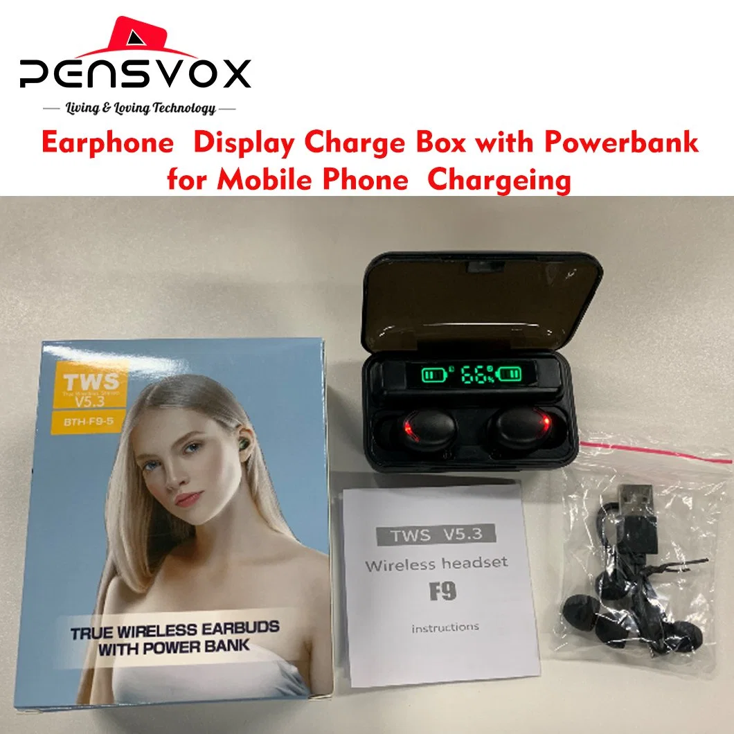 1: 1 Binaural Headphone PRO Bluetooth Earphone with Display Charge Box Powerbank for CD-Level Audio Quality Experience for Sony Earphone