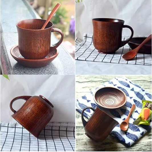 Fancy Bulk Árabe Vintage Madera reutilizable hecho a mano Hotel de encargo Casa Taza de té con leche de sake de café de madera