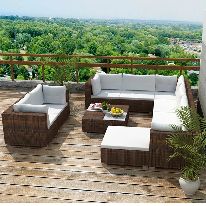 One Stop Professional Collocation Patio Outdoor Furniture Rattan Sofa Curl Rattan Sofa Leisure Lounge Chair Garden Sets