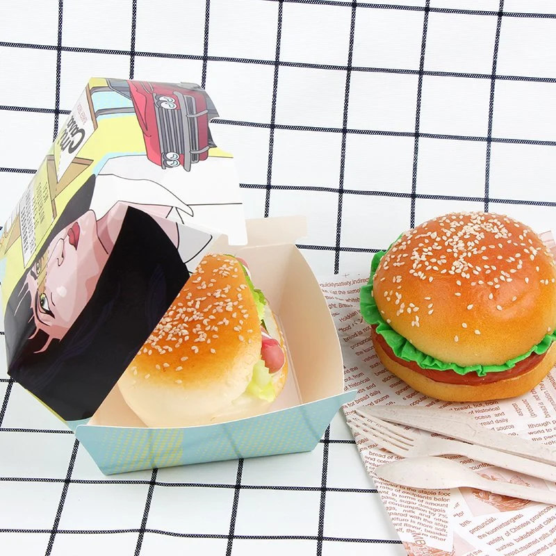 Compostable Food Hamburger and Clamshell Packing Cardboard Paper Box with Logo Printing