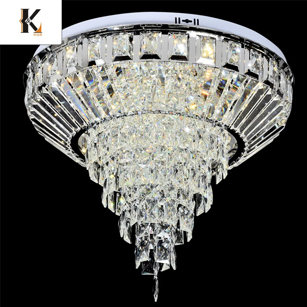 Crystal pendaison la lumière de la Chine de luxe personnalisées OEM de lustres de cristal de lumière au plafond de la télécommande maisons Cercle Bague Cristal d'éclairage LED moderne de lumière au plafond