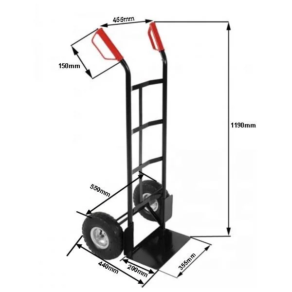 Hand Truck Hand Trolley Ht1830 with 2 Pneumatic Wheels