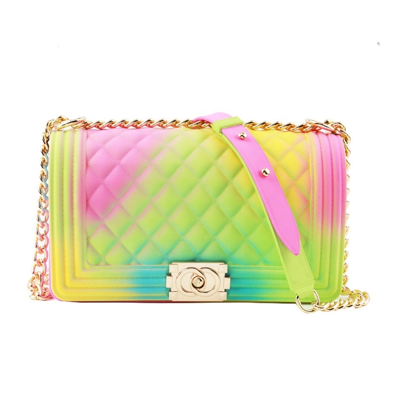 Women Rainbow Candy Jelly Crossbody Bag Colorful PVC Handbags Matte Jelly Bag