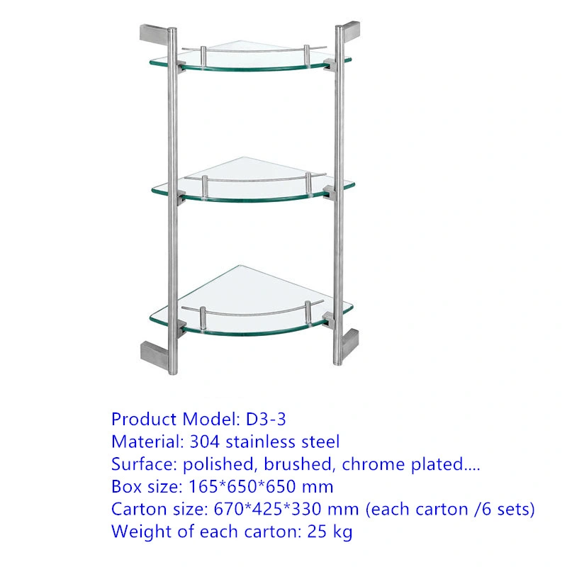 Bathroom Double and Triple Shelving Tempered Glass Storage Shelf