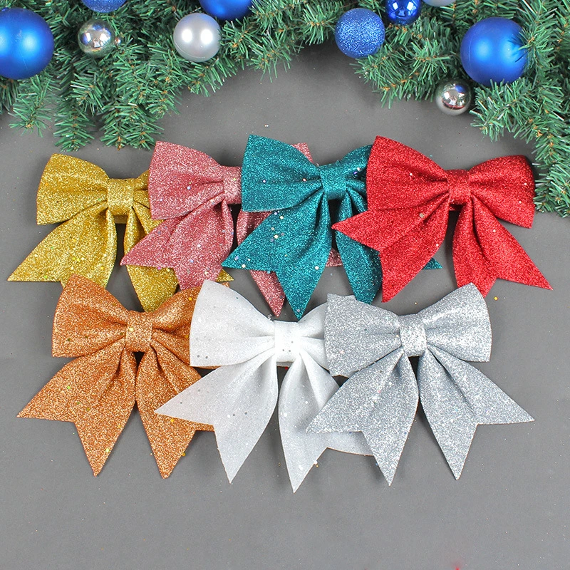 Christmas Pearl Cotton Gold Powder Bow