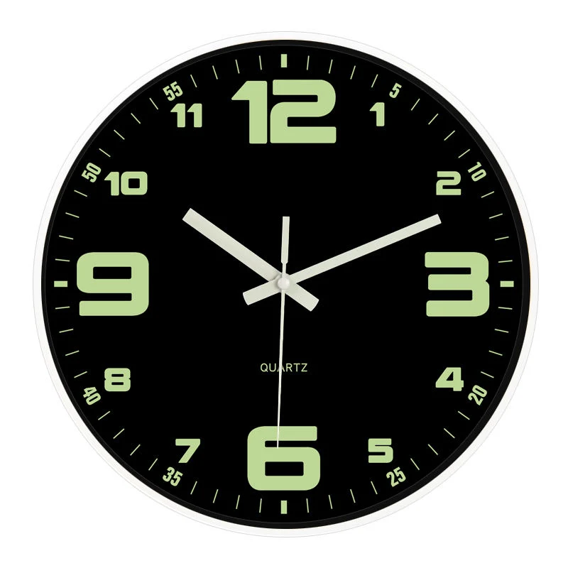 12 "Horloge murale classique de style minimaliste Lumineuse Numérique Chic nordique Simple Circulaire Moderne Horloge en plastique"