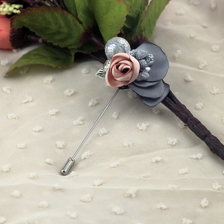 Decoration Metal Lapel Pin Handmade Fabric Lapel Flower Pin Brooch