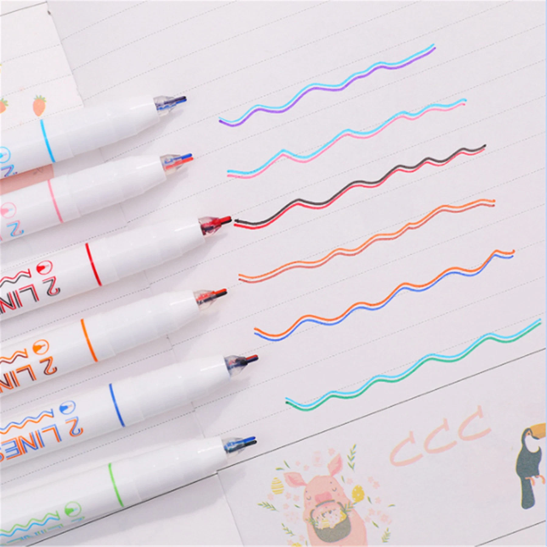 Color Double Line Craft Pen Two Color Lines Gel Plastic Two Lines Art Drawing Graffiti Pen