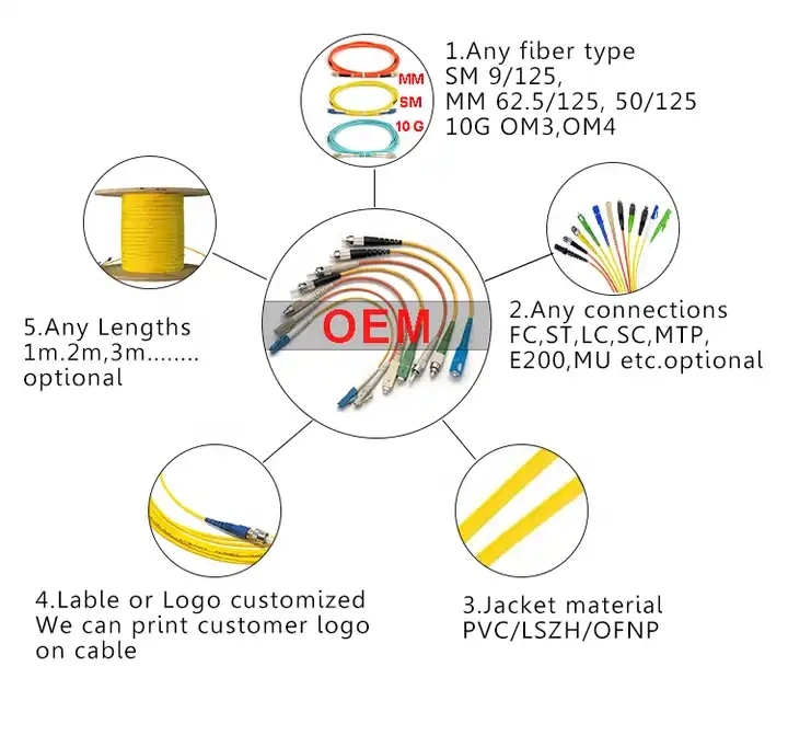 Sc/APC-Sc/Upc Fcapc/Lcupc Singlemode Simplex 9/125 0.9mm/2.0mm/3.0mm Outdoor Fiber Optic Patch Cord / Jumper