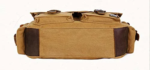 Vintage Deisgn Vegan Leather Computer Messenger Bag Cotton Canvas Travel Office Laptop Shoulder Bag (RS-1912042)