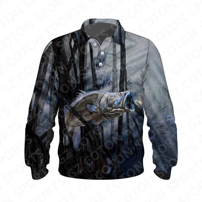 Custom Made Mens Fishing Clothing Sublimation Tournament Blank Long Sleeve Fishing Shirts