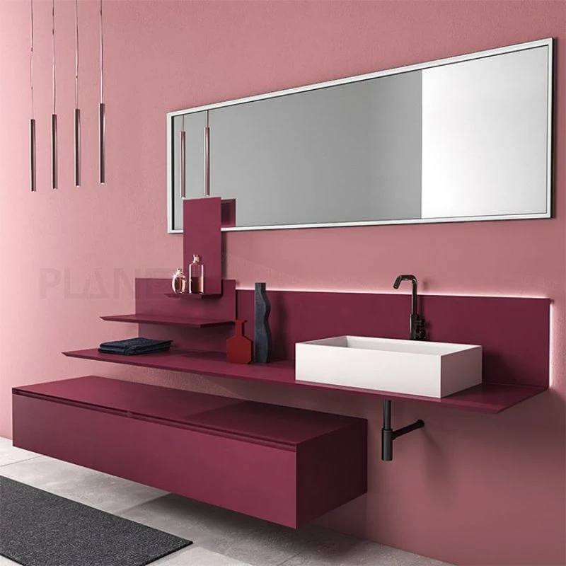 Moderno Luxury Hotel Wall Mount banheiro Vanity Floating Cabinet banheiro Armários de toucador com pia