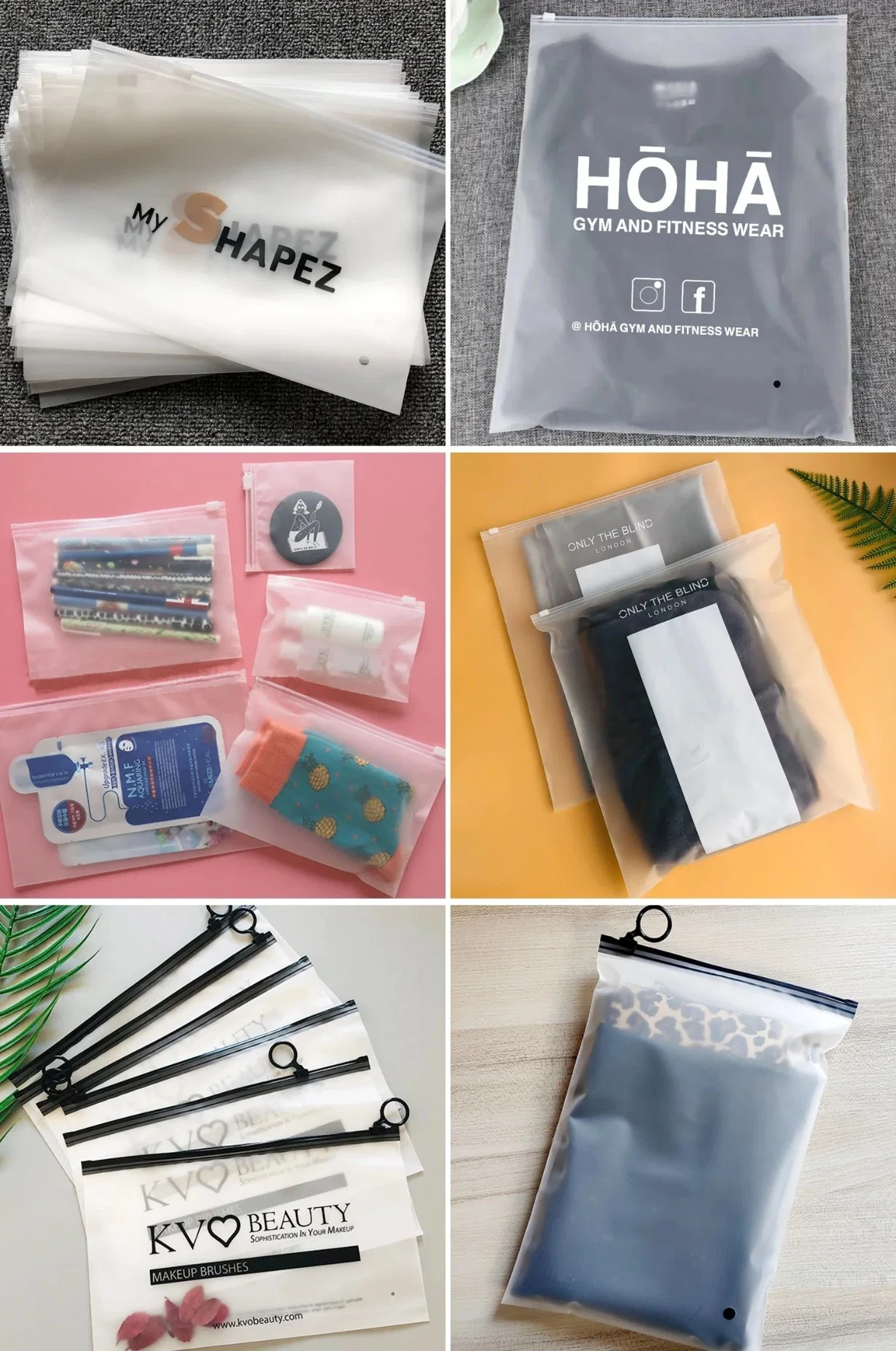 Customized Printing EVA Matte Frosted Plastic Garment Packaging Zipper Bags Biodegradable PE Clothes Cosmetic Packing Bags Ziplock LDPE Packing Slider Bags