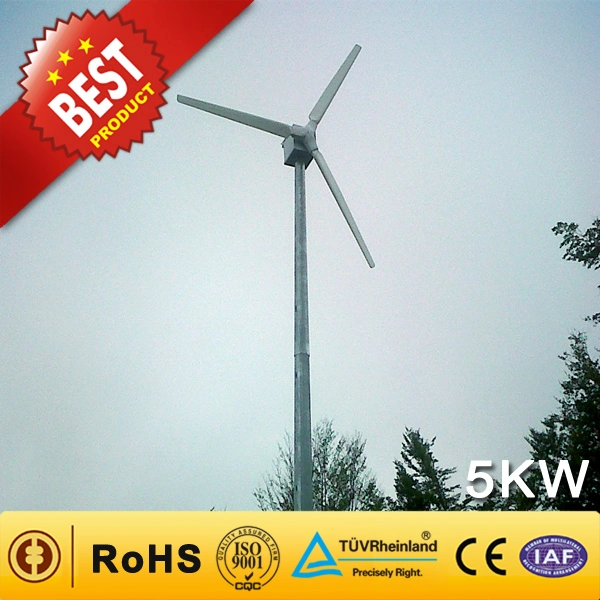 Génératrice éolienne de 5 kw en provenance de Chine fabricant (générateur d'Éolienne 90W-300KW) 5KW de puissance du vent de l'éolienne pour 5kw Accueil Utilisation du système moulin à vent