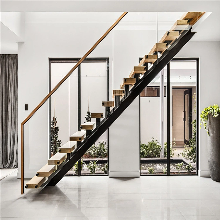 Ace Modern Customized Design Wooden Straight Stair Structural Steel Shapes Straight Staircase