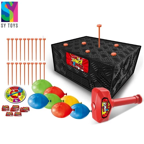 SY Juegos de escritorio Interior Cumpleaños Fiesta Juego Blast Box Toy Bang Bang explosión Globo explosión Juego Juguetes para niños