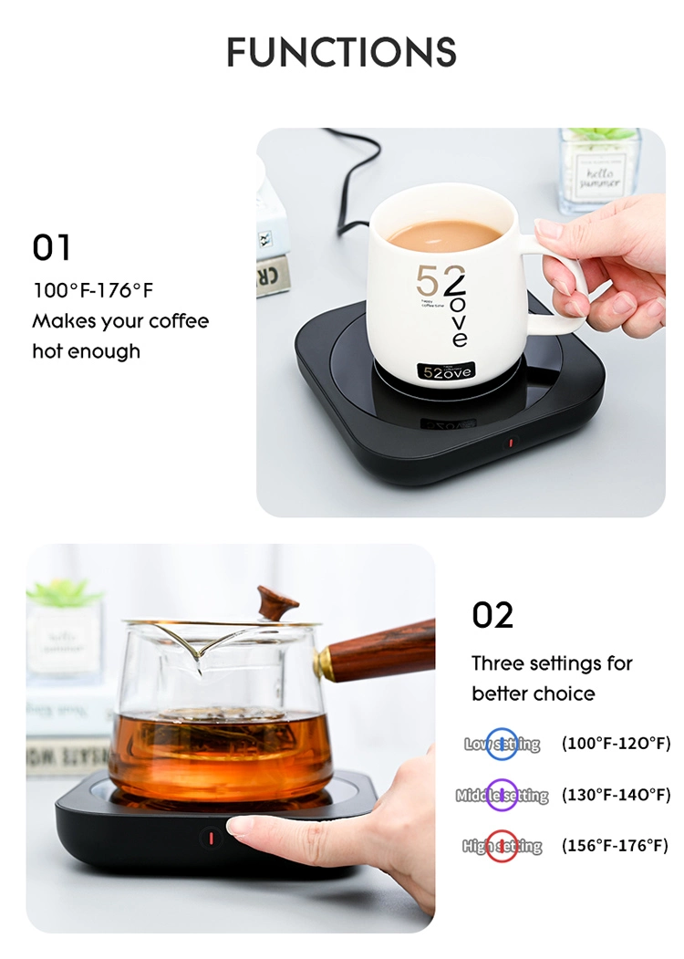 176f/80c Degree Home USB Cup Warmer Electric Mug Warmer Sets Mug Heater Smart Coffee Warmer